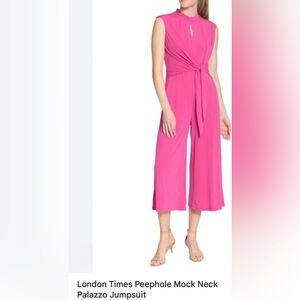 London Times Pink Jumpsuit with Wide-Leg Design